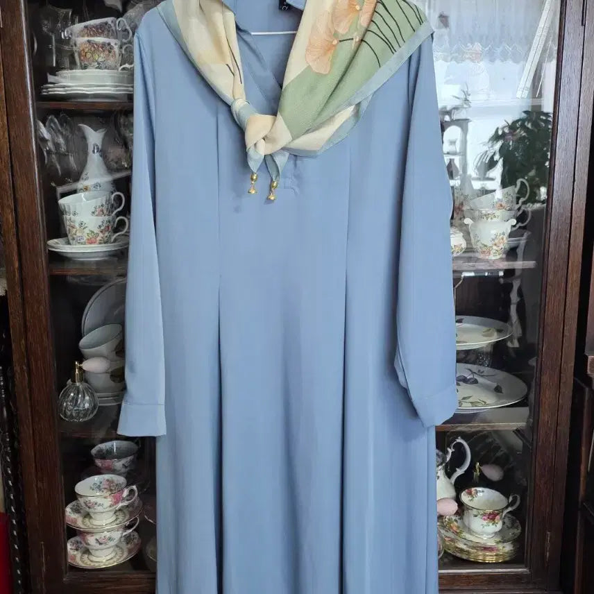 [BUNJANG] Shirt Long Dress Sky Blue / (새옷) 셔츠 롱 원피스