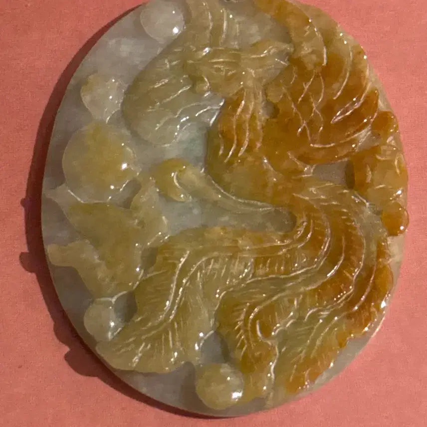 [BUNJANG] Phoenix Carved Natural Jade Pendant / 봉황 조각 천연 비취 옥 펜던트