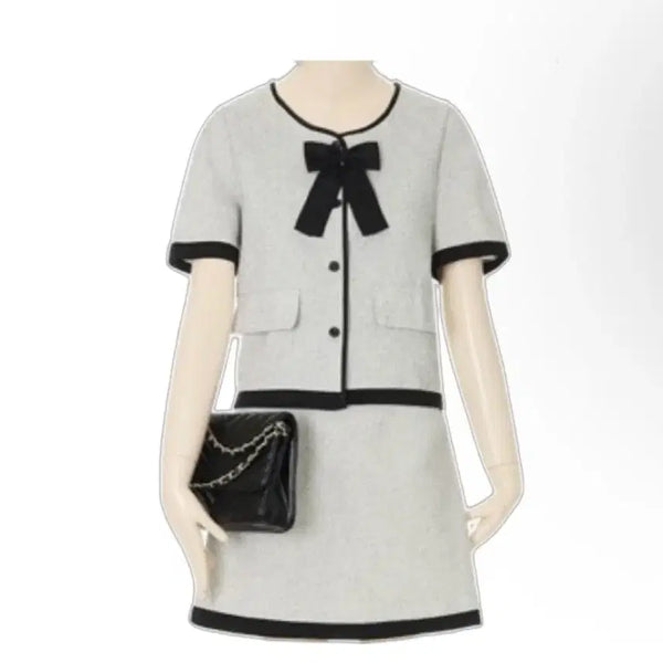 [BUNJANG] Selly Tweed Set with Ribbon Brooch / selly 리본 브로치 트위드세트 free