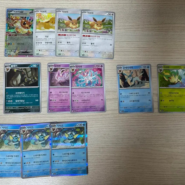 [BUNJANG] Pokemon Cards Eevee Evolution Set / 포켓몬 카드 이브이/블래키/님피아/글레이시아/리피아/샤미드 세트