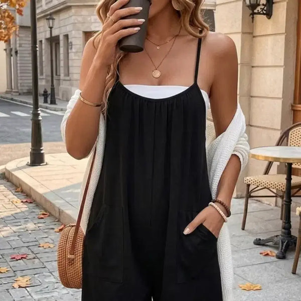 [BUNJANG] Black Sleeveless Culotte Jumpsuit L / 블랙 민소매 큐롯 점프수트.새상품