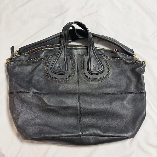 [BUNJANG] Givenchy Nightingale Black Leather Studded Tote Bag / 지방시 나이팅게일 블랙 레더 스터드 토트백
