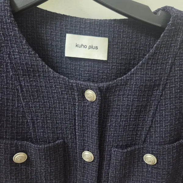[BUNJANG] KUHO PLUS Tweed Jacket Navy / 구호플러스 트위드 자켓 네이비