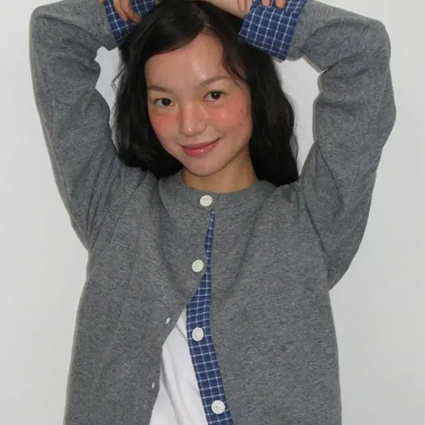 [BUNJANG] Ronron Check Cardigan / 론론 체크 가디건