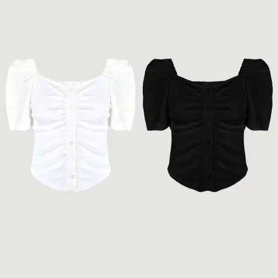 [BUNJANG] VISSINI Glam Shirring Blouse Black / 바이씨니 글램셔링블라(블랙)