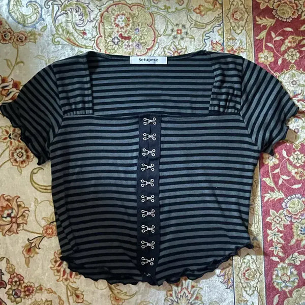 [BUNJANG] Setupexe Stripe Crop T-shirt / Setupexe 스트라이프 크롭티
