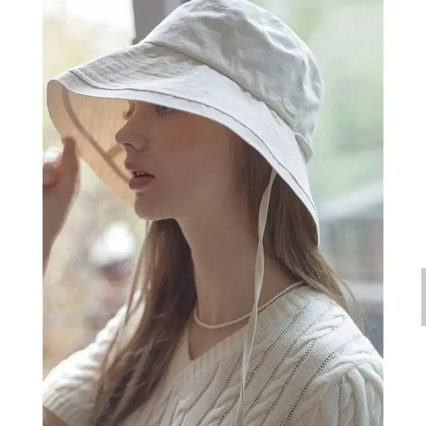 [BUNJANG] Nonlocal Linen Ribbon Bucket Hat / (새상품) 논로컬 린넨 리본 버킷햇