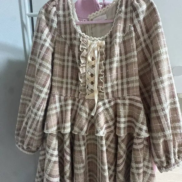 [BUNJANG] Lizlisa Classic Strawberry Chocolate One-Piece Dress / 리즈리사 고전 대대장 딸기초코 원피스