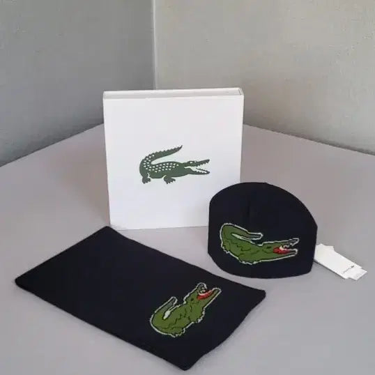 [BUNJANG] Lacoste Wool Beanie & Scarf Set Navy / 새상품)라코스테 비니 & 머플러