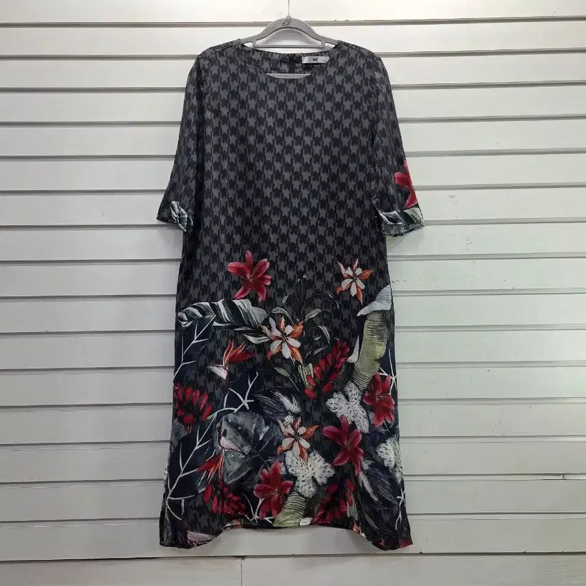 [BUNJANG] In-gyeon Flower Pattern Seven-Sleeve Long Dress / 인견 플라워  패턴무늬  칠부소매 롱원피스/보물찾기천사