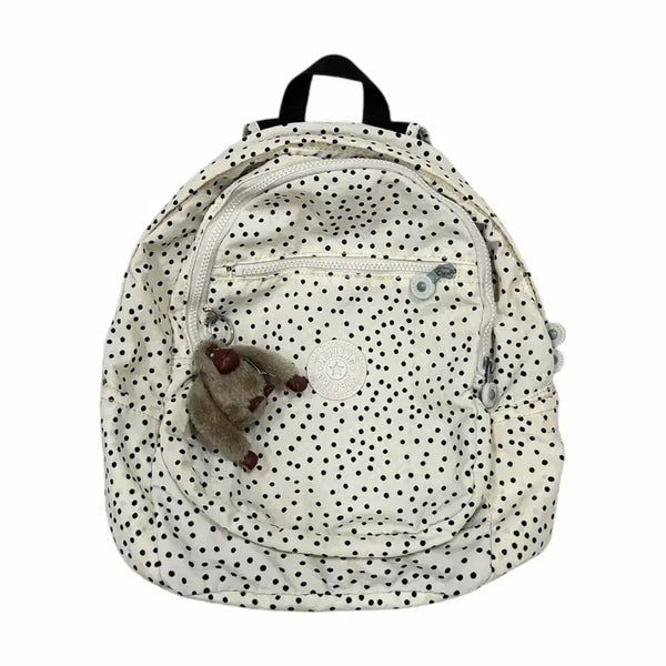 [BUNJANG] Kipling Vintage Mori Girl Dot Pattern Cream Backpack Bag / 키플링 빈티지 모리걸 도트 땡땡이 크림 바닐라 화이트 백팩 가방