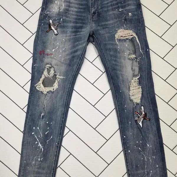 [BUNJANG] AMIRI Scholar Paint Splatter Distressed Washed Denim Jeans / AMIRI 아미리 학자수 페인트 스플래터 디스트로이드 워싱 청바지.   싸이즈 35~36