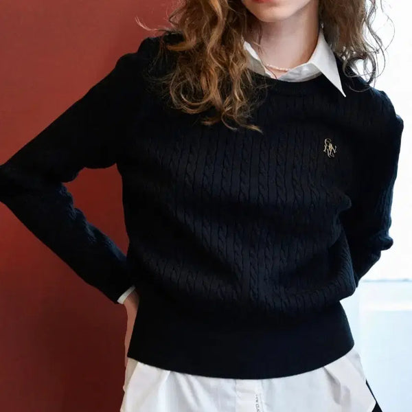 [BUNJANG] General Idea Essential Cable Pullover Knit White Size S / 제너럴아이디어 니트 에센셜 케이블 풀오버 블랙