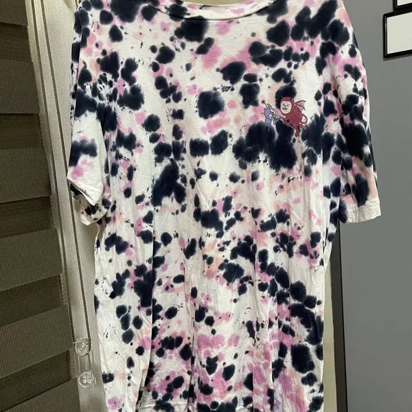 [BUNJANG] RIPNDIP Tie-Dye Short Sleeve T-Shirt (White/Black/Pink, L) / RIPNDIP 립앤딥 핑크 블랙 화이트 타이다이 반팔 티셔츠