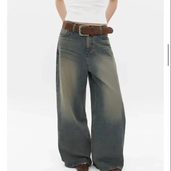 [BUNJANG] Black Up Washed Denim Wide Pants (New) / 블랙업 워싱 데님 와이드 팬츠(새상품)