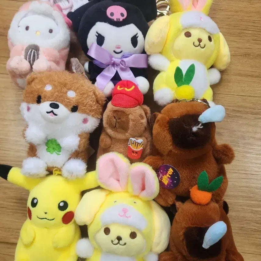 [BUNJANG] Sanrio Kuromi & Pokemon Pikachu Character Keychain Doll Bundle Set / 산리오 쿠로미 포켓몬 피카츄 키링 인형 일괄