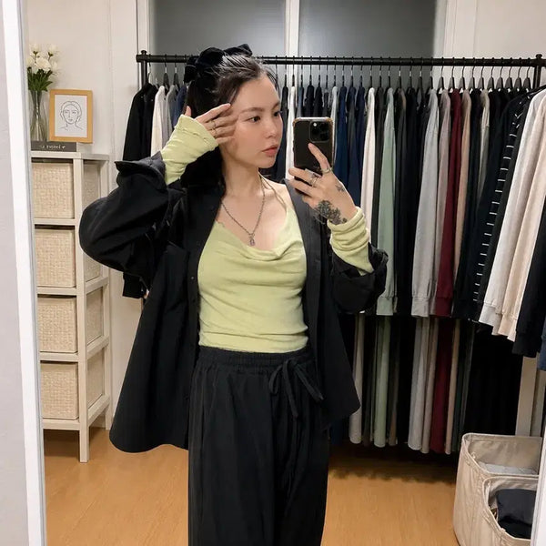 [BUNJANG] Gray String Jacket and Pants Set-up Size F / 새상품) 그레이 끈 재킷 바지 셋업 F