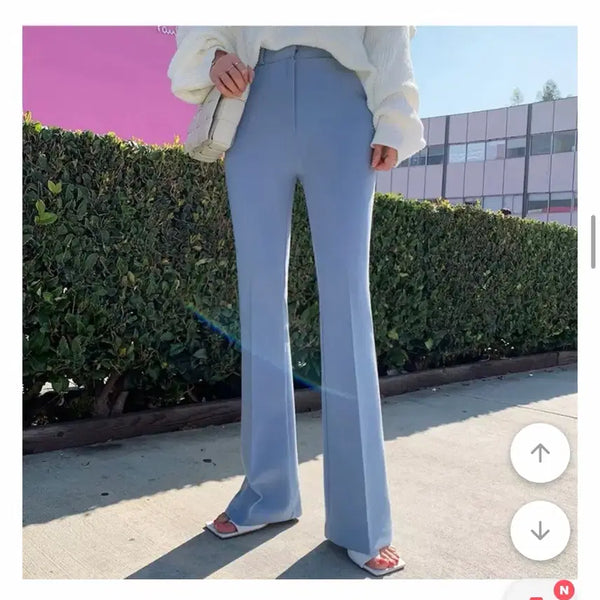 [BUNJANG] Bbippong Eonni Summer Long Bootcut Slacks Sky Blue S / 삐뽕언니 여름 롱롱 부츠컷 슬랙스 소라 S 스카이블루