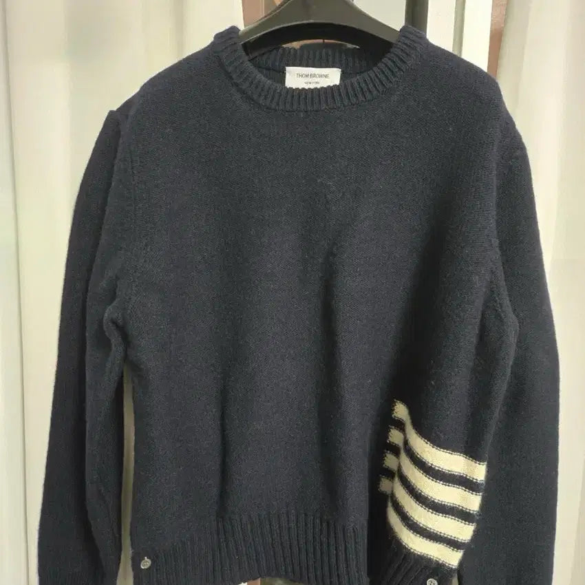 [BUNJANG] Thom Browne Donegal Knit Navy Signature Stripe Detail / 톰브라운 도네갈니트 팝니다