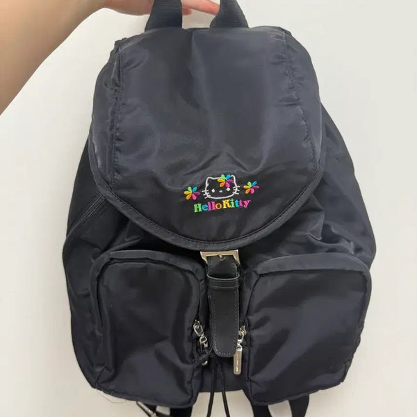 [BUNJANG] Hello Kitty Black Backpack Japan Authentic / 고전 블랙헬로키티 백팩일본정품 급처분