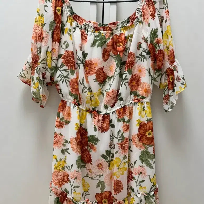 [BUNJANG] Forever 21 Floral Off-Shoulder Mini Dress / 포에버21 어깨밴딩 꽃무늬 원피스L
