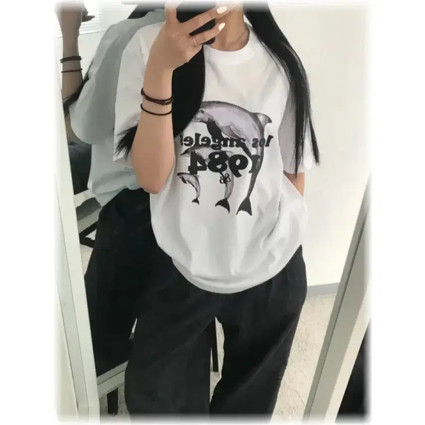 [BUNJANG] Dolphin Short Sleeve T-Shirt / 돌핀 반팔티 티셔츠