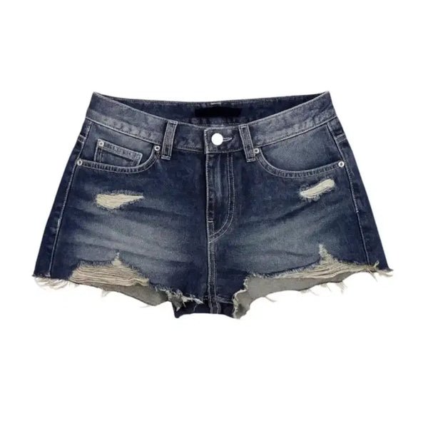 [BUNJANG] Karina Worn Damage Denim Shorts / 카리나 착용 반바지 데미지 진청 데님 숏팬츠