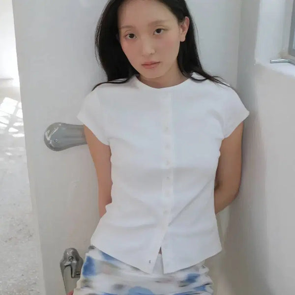 [BUNJANG] Soir Button T-Shirt M New / 쏘이르 버튼티셔츠M 새상품