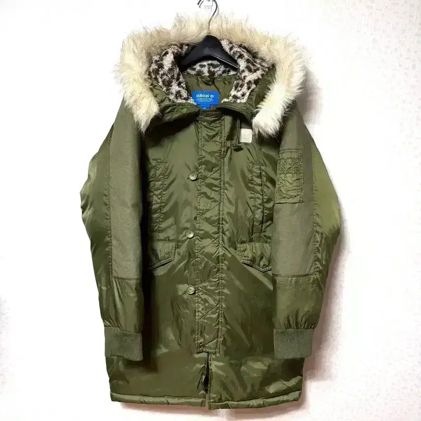 [BUNJANG] Adidas Khaki Duck Down Parka Jacket / [M,95]아디다스 야상 패딩 자켓 덕다운 카키
