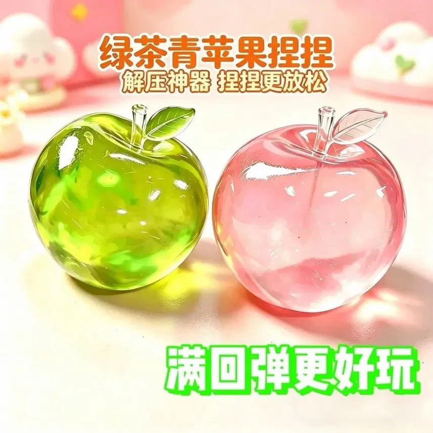 [BUNJANG] Clear Green Apple Jelly Squishy Toy (Pink) / 청사과 말랑이 투명 말랑이 스퀴시 쫀득 핑크 사과 크런치 말랑이