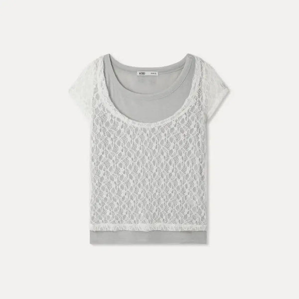 [BUNJANG] MIXXO Lace Layered T-Shirt / 미쏘 레이스 레이어드 티셔츠