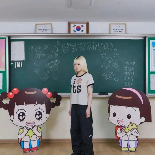 [BUNJANG] Annyeongjaduya x Ttansan Magnesium Collaboration Ribbed T-shirt Ivory / 탄산마그네슘 안녕자두야 꼬꼬 링거티 아이보리
