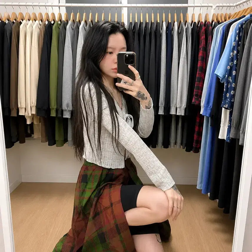 [BUNJANG] Vintage Yves Saint Laurent Wrap Check Midi Skirt / 빈티지 (vintage) ysl 입생로랑 랩 체크 미디 스커트