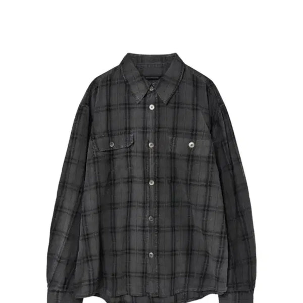[BUNJANG] HAECHINGROOM 2Pk Overdyed Check Shirt Grey / 해칭룸 2Pk 오버다이드 체크 셔츠 그레이(3)