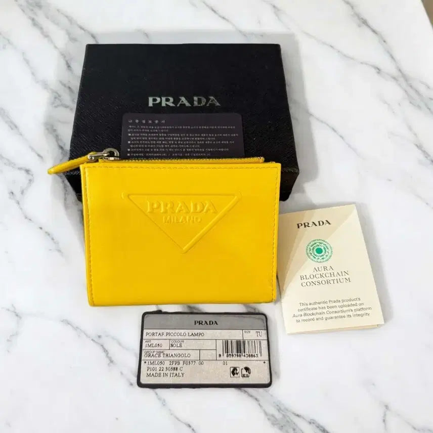 [BUNJANG] Prada Small Leather Yellow Wallet / 새상품 프라다 스몰 레더 옐로우 월렛 지갑