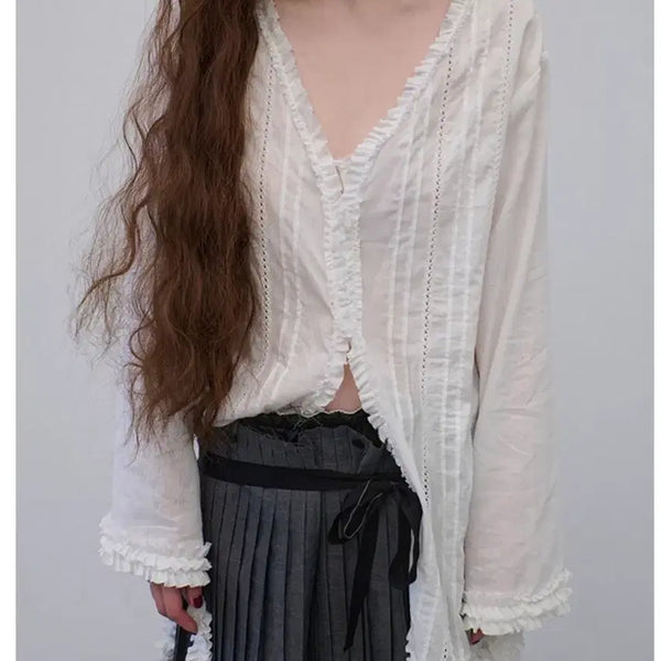 [BUNJANG] Freckle White Ruffle Lace Blouse / 프레클 white ruffle lace blouse