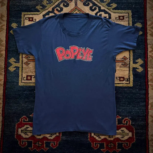 [BUNJANG] 80s USA Popeye Glitter Decal Printing T-Shirt / 80s USA POPEYE 글리터 데칼 프린팅 티셔츠