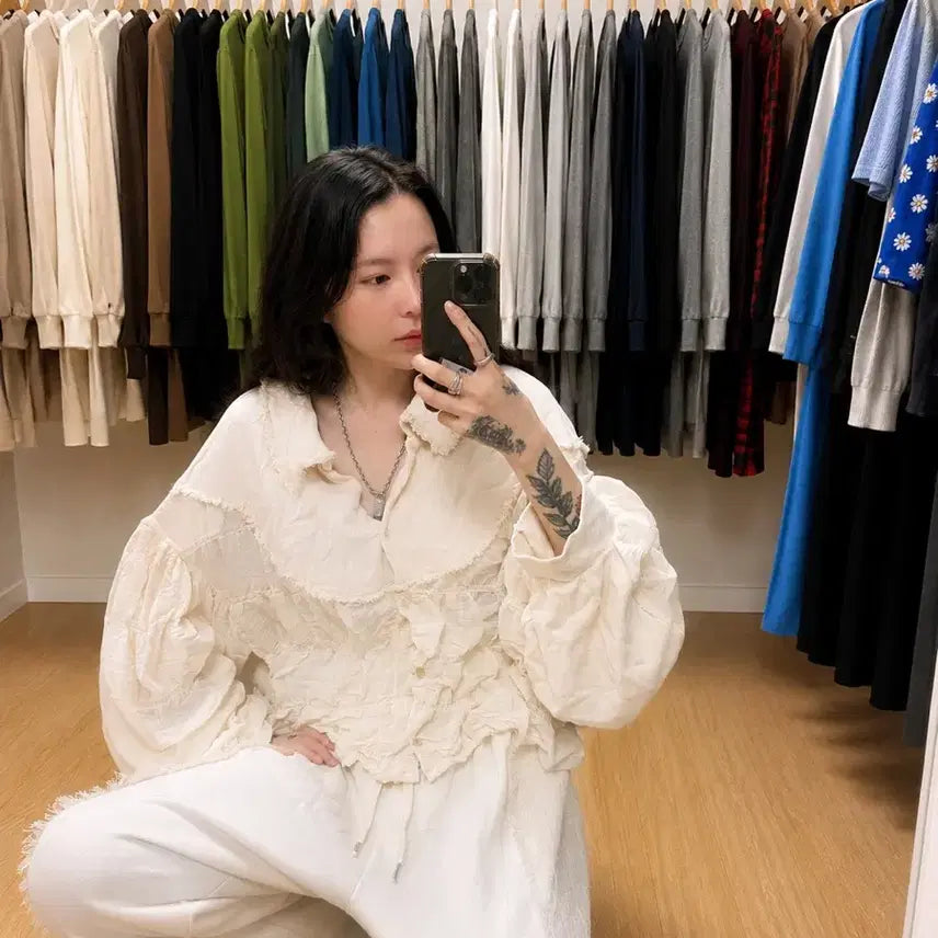 [BUNJANG] AN C' MON Crop Shirt and Pants Set / AN C' MON 크롭 셔츠 바지 세트