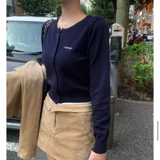 [BUNJANG] Genio Celine Basic Cardigan Navy / 제니오 셀린 베이직 가디건 네이비