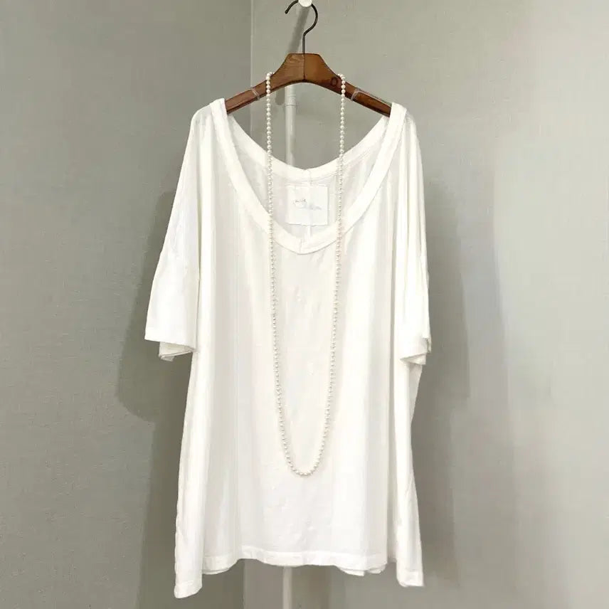 [BUNJANG] AERIS Women's V-Neck Loose Fit Basic T-Shirt XL / 화이트면 여자반팔 브이넥루즈핏 빅사이즈기본 반팔티