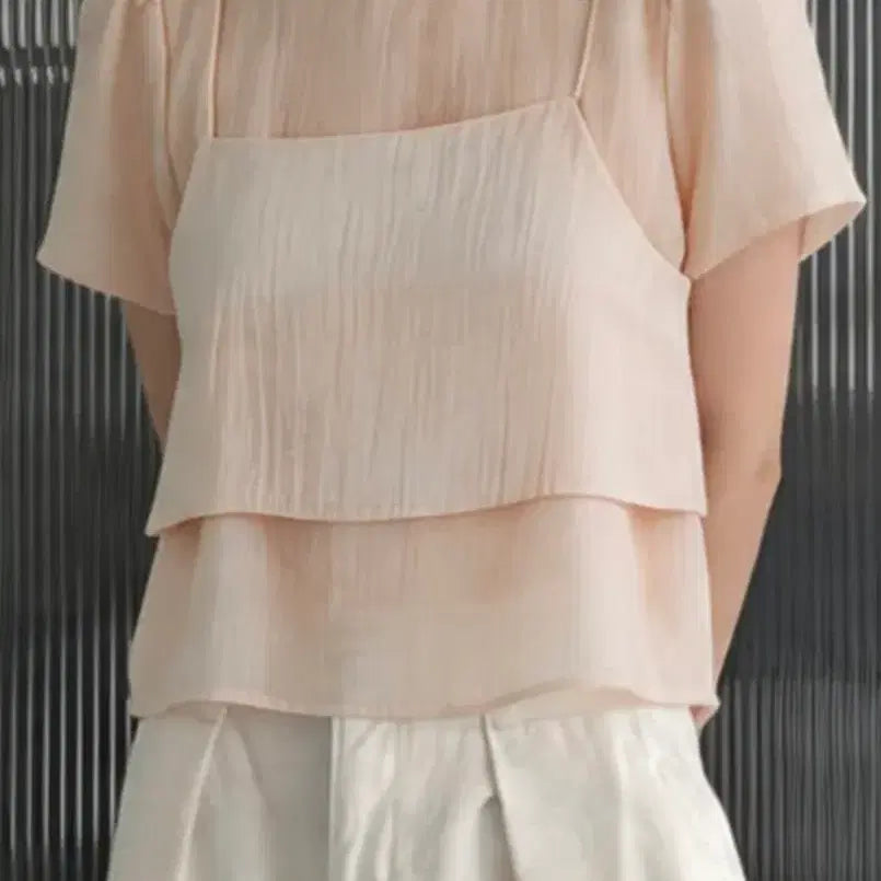 [BUNJANG] Sheer Puff Sleeve Blouse & Bustier Set / 여리여리 퍼프 블라우스 & 뷔스티에 세트