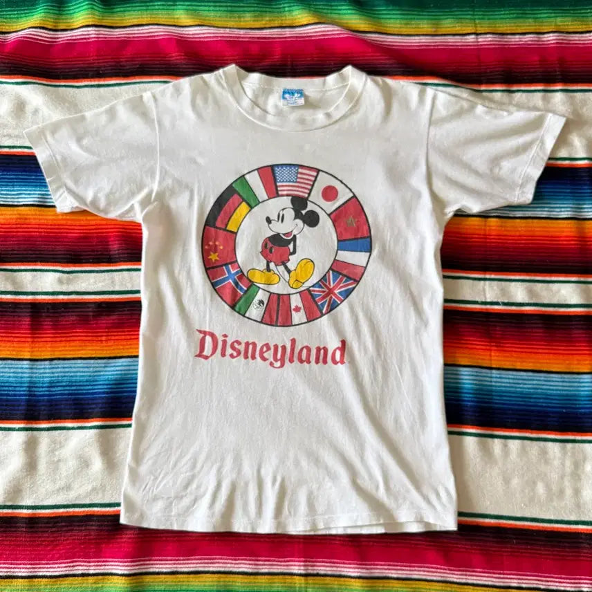 [BUNJANG] 80s USA Disney Mickey Mouse World Tour Flag T-Shirt / 80s USA Disney 미키마우스 월드투어 맵 티셔츠