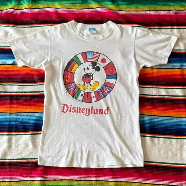 [BUNJANG] 80s USA Disney Mickey Mouse World Tour Flag T-Shirt / 80s USA Disney 미키마우스 월드투어 맵 티셔츠