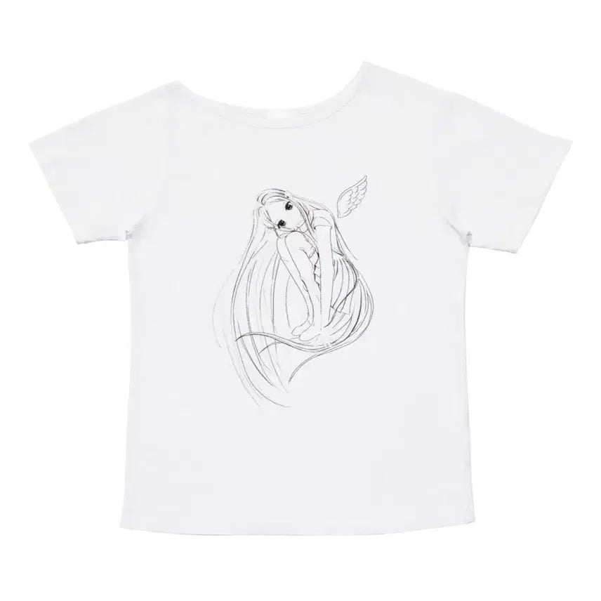 [BUNJANG] Dear My Fairy (W.SKOOL) Whispery Fairy Muse One Shoulder Tee White / 최예나, 슈화 착용) 디어마이페어리 위스페어리 페어리 뮤즈 원숄더티 화이트