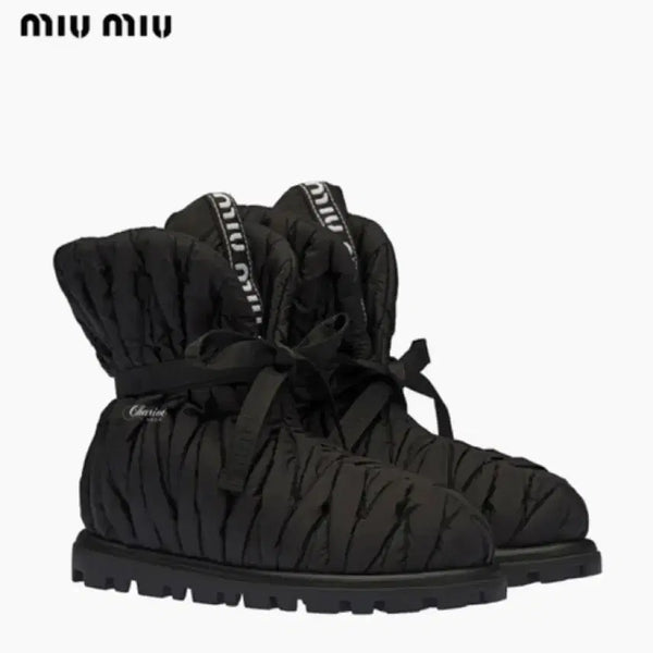 [BUNJANG] Miu Miu Nylon Matelassé Ankle Boots Black / 미우미우 나일론 마틀라세 앵클 부츠 블랙 38 새상품