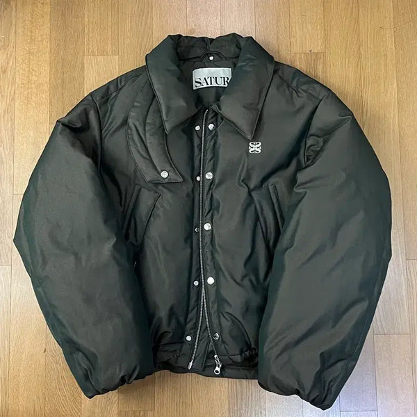[BUNJANG] Setter Leche Two-Tone Down Padded Jacket Glitter Green/Brown L / 세터 레체 투 톤 덕 다운 패딩 글리터 그린 브라운 L