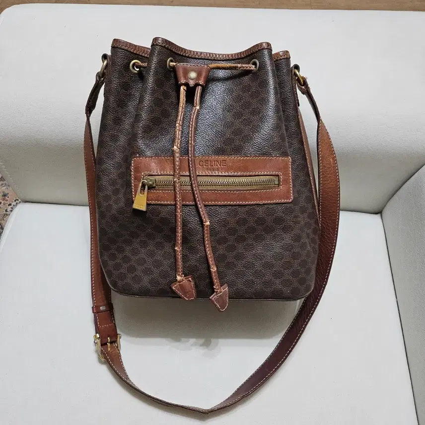 [BUNJANG] Celine Macadam Drawstring Shoulder Bag / [정품] 셀린느 마카담 드로우스트링백