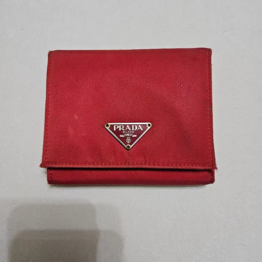 [BUNJANG] Prada Vintage Red Nylon Triangle Logo Bifold Wallet / [정품] 프라다 PRADA 나일론 빈티지 레드 삼각로고 반지갑