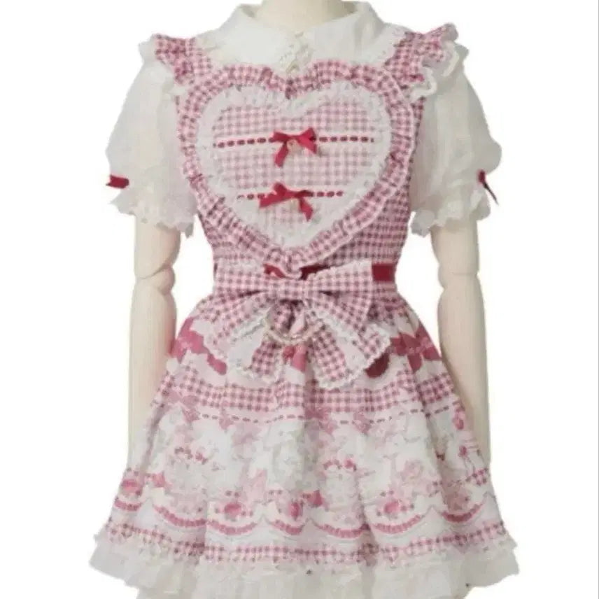[BUNJANG] Lizlisa Sweet Gingham Tearoom Dress Setup / 리즈리사 스윗 깅엄 티룸 원피스 셋업 판매 양지뢰 양산형 로리타