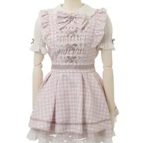 [BUNJANG] Lizlisa Gingham Tweed Setup Long Sleeve Pink / 리즈리사 깅엄 트위드 셋업 긴소매 핑크 판매 양산형 양지뢰 셋업